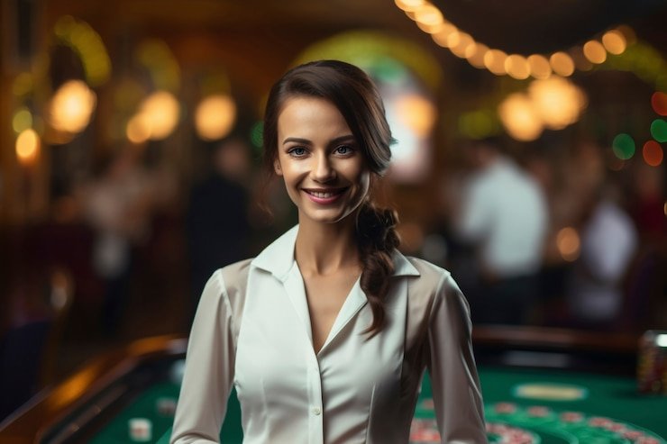 Layar permainan blackjack langsung 789bet dengan dealer HD dan panel taruhan interaktif